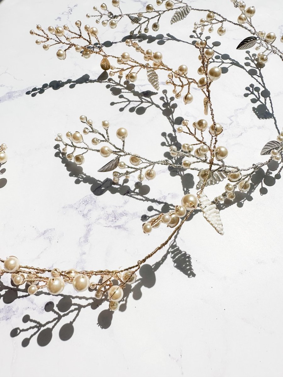 リーフ小枝アクセサリーヘッドドレス　パールヘッドドレス - おしゃれ花嫁様ブライダルアクセサリーの通販bijou holic千葉店舗リーフ小枝アクセサリーヘッドドレス　パールヘッドドレス