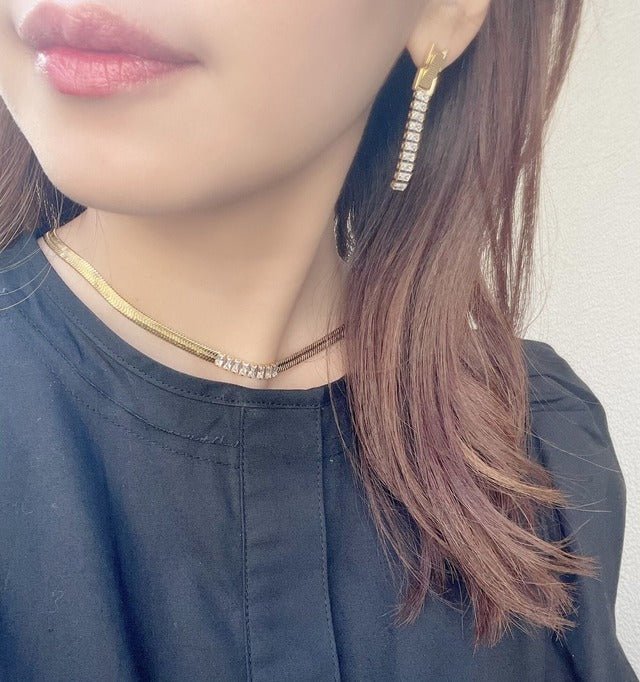 ジルコニアステンレスネックレス - おしゃれ花嫁様ブライダルアクセサリーの通販bijou holic千葉店舗ジルコニアステンレスネックレス