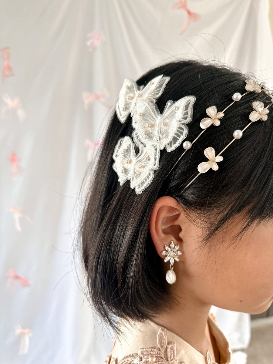 バタフライヘアクリップ 蝶ヘアピン ブライダル 成人式 卒業式