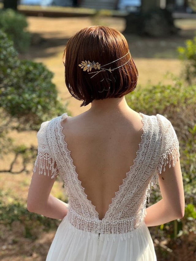 ガーデンウェディングヘッドドレス　真鍮フラワー - おしゃれ花嫁様ブライダルアクセサリーの通販bijou holic千葉店舗ガーデンウェディングヘッドドレス　真鍮フラワー