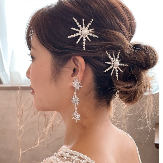 スパークルスターブライダルピアス＆イヤリング　金属アレルギー対応 - おしゃれ花嫁様ブライダルアクセサリーの通販bijou holic千葉店舗スパークルスターブライダルピアス＆イヤリング　金属アレルギー対応
