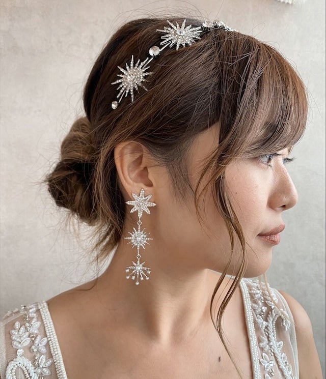 スパークルスターブライダルピアス＆イヤリング　金属アレルギー対応 - おしゃれ花嫁様ブライダルアクセサリーの通販bijou holic千葉店舗スパークルスターブライダルピアス＆イヤリング　金属アレルギー対応