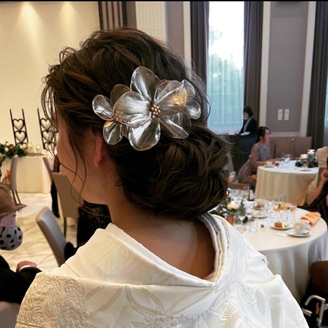 アメリカンフラワーゴールドリーフヘッドドレス - おしゃれ花嫁様ブライダルアクセサリーの通販bijou holic千葉店舗アメリカンフラワーゴールドリーフヘッドドレス