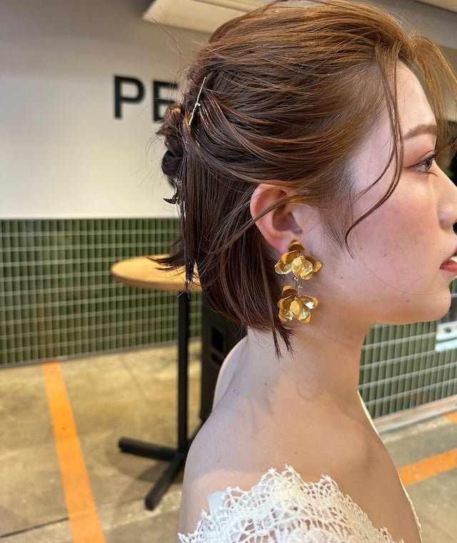 ツインアンティークフラワーピアス＆イヤリング - おしゃれ花嫁様ブライダルアクセサリーの通販bijou holic千葉店舗ツインアンティークフラワーピアス＆イヤリング