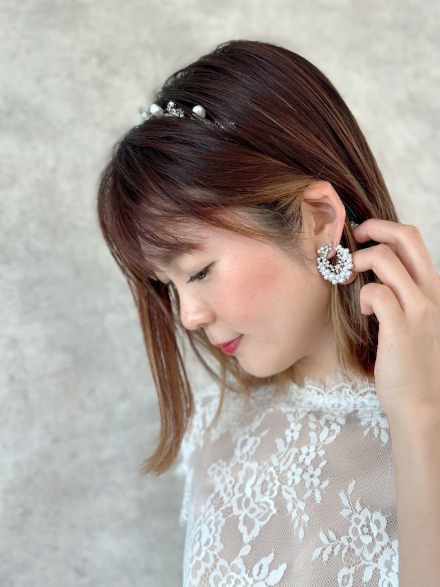 ビジュー淡水パールブライダルカチューシャ - おしゃれ花嫁様ブライダルアクセサリーの通販bijou holic千葉店舗ビジュー淡水パールブライダルカチューシャ