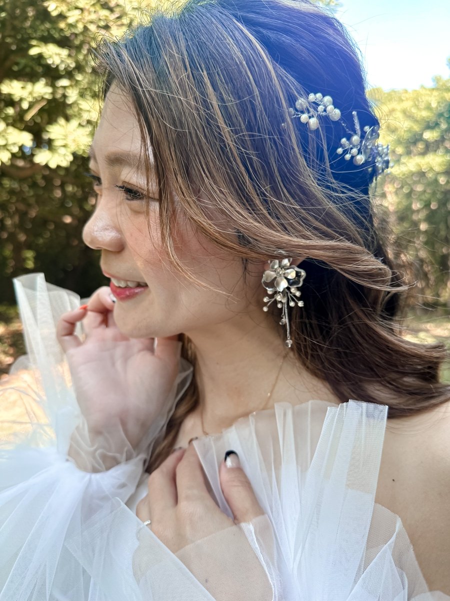 小枝フラワーピアス＆イヤリング - おしゃれ花嫁様ブライダルアクセサリーの通販bijou holic千葉店舗小枝フラワーピアス＆イヤリング