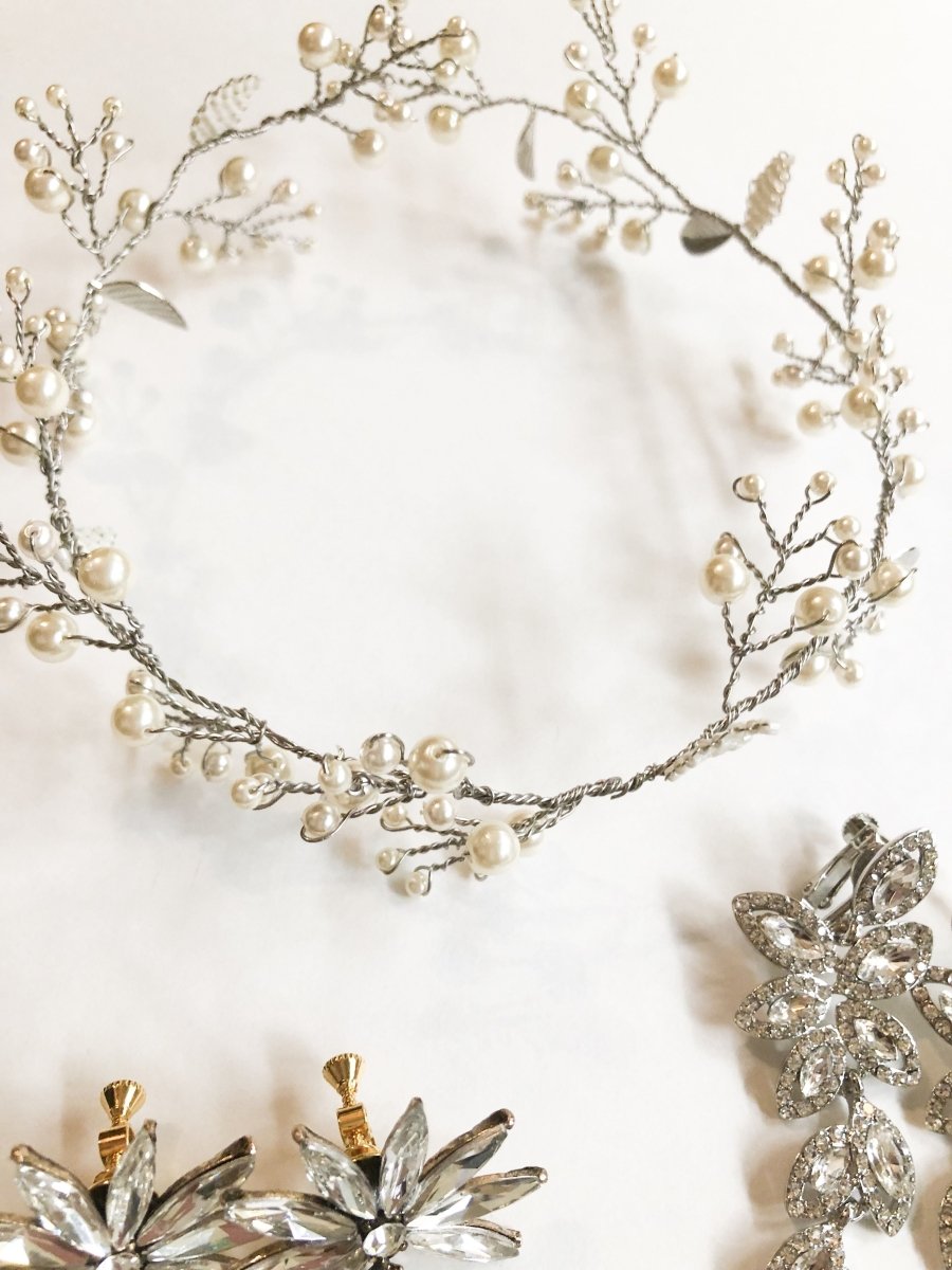 リーフ小枝アクセサリーヘッドドレス　パールヘッドドレス - おしゃれ花嫁様ブライダルアクセサリーの通販bijou holic千葉店舗リーフ小枝アクセサリーヘッドドレス　パールヘッドドレス