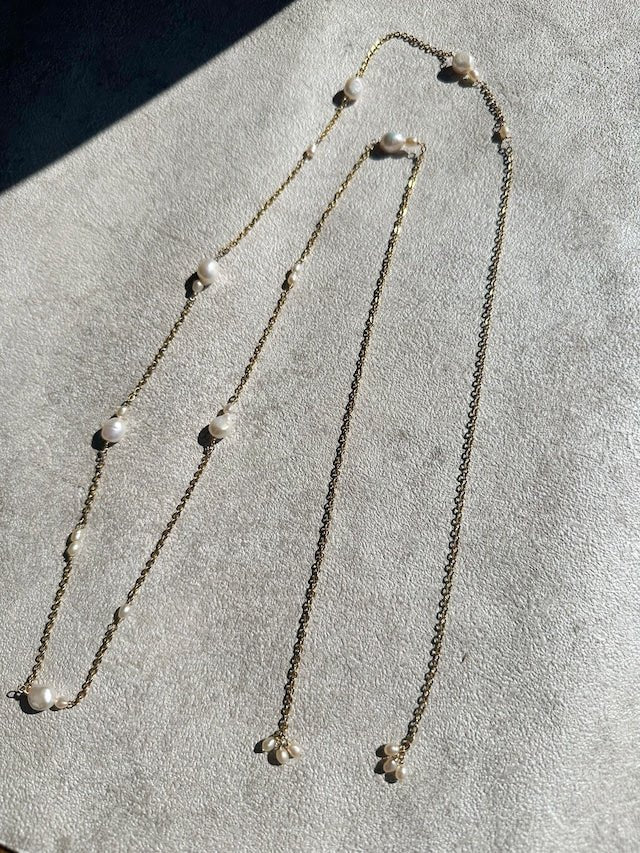 ロング淡水パールネックレス　ヘッドアクセサリーにも - おしゃれ花嫁様ブライダルアクセサリーの通販bijou holic千葉店舗ロング淡水パールネックレス　ヘッドアクセサリーにも