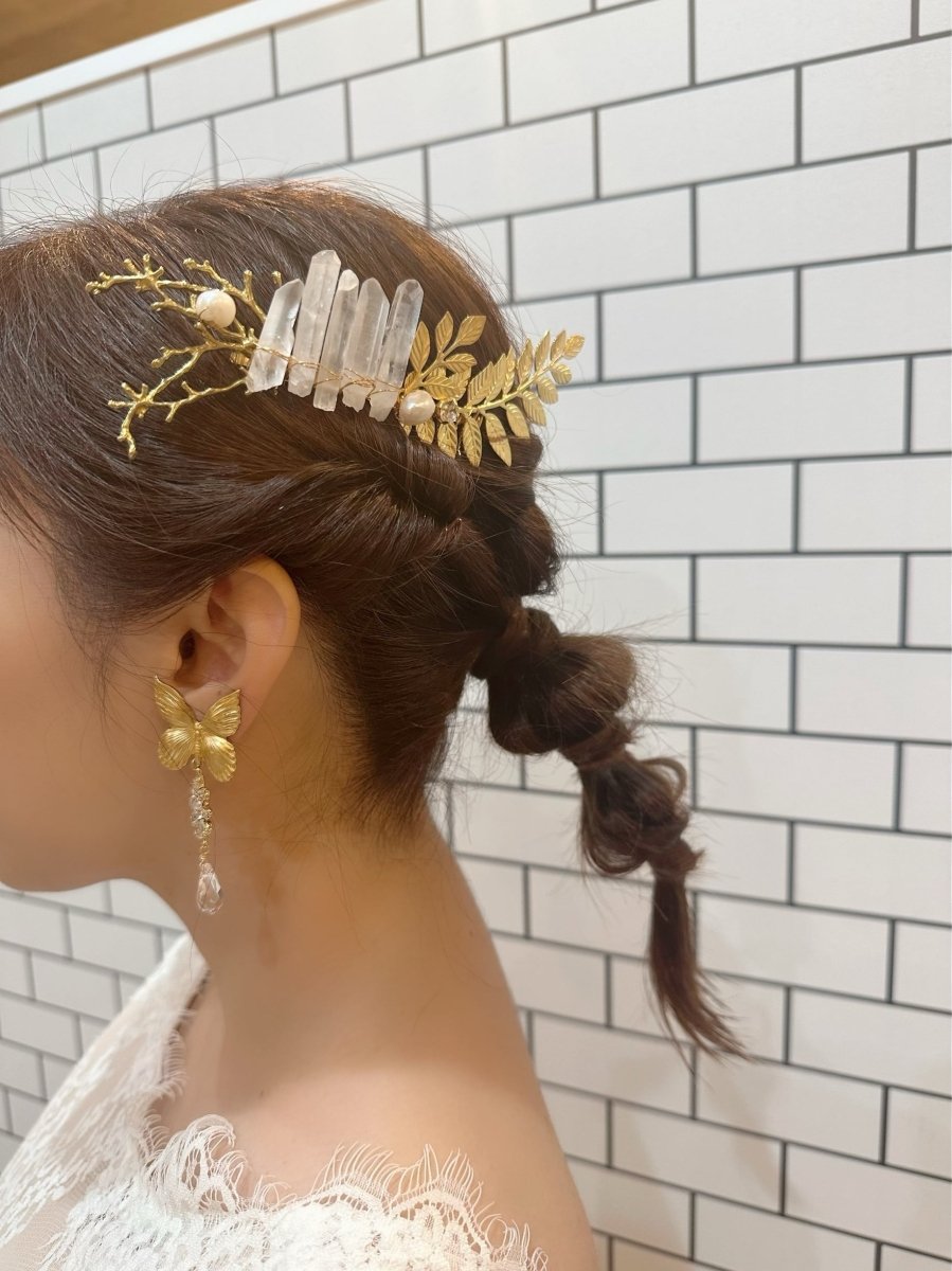 バタフライクリスタルピアス＆イヤリング　ブライダルアクセサリー - おしゃれ花嫁様ブライダルアクセサリーの通販bijou holic千葉店舗バタフライクリスタルピアス＆イヤリング　ブライダルアクセサリー