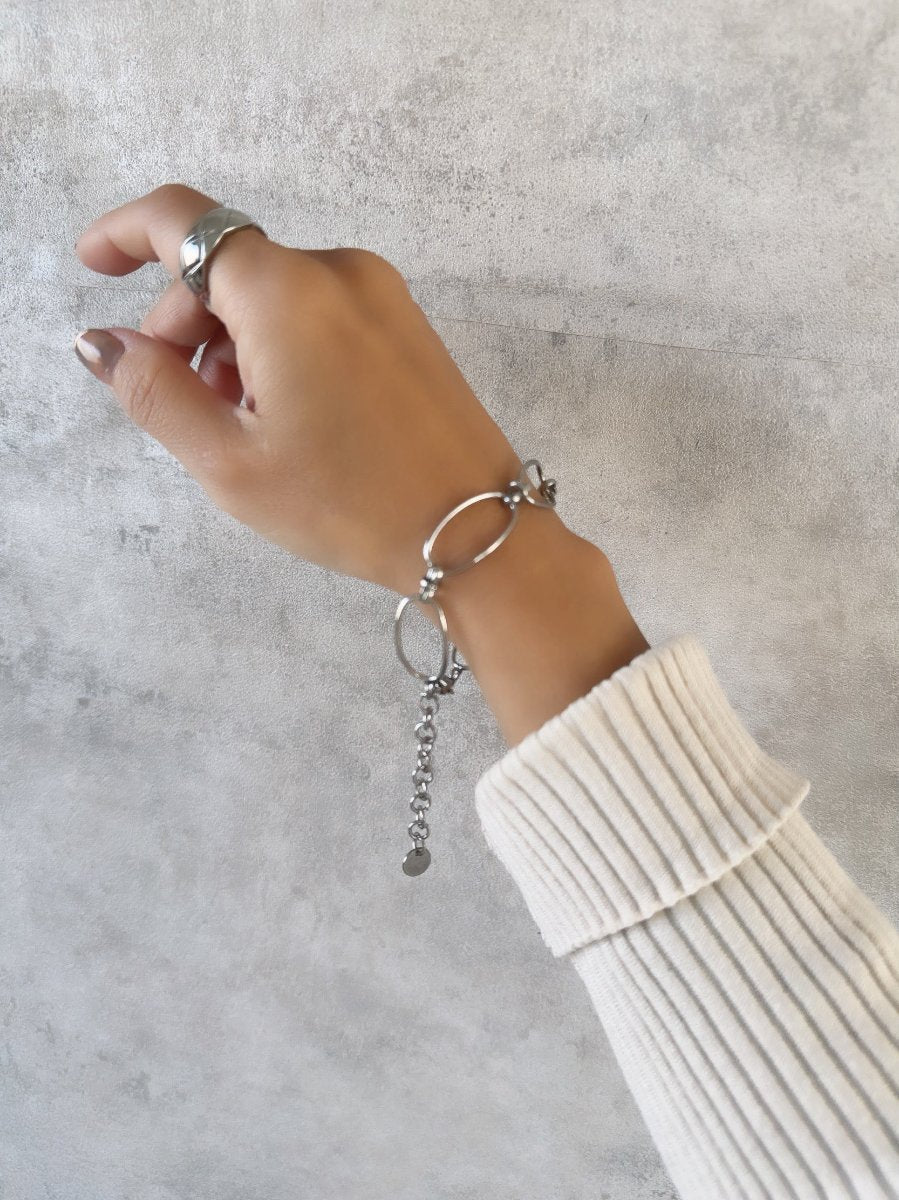 オーバルチェーンブレスレット ステンレス 大人アクセサリー