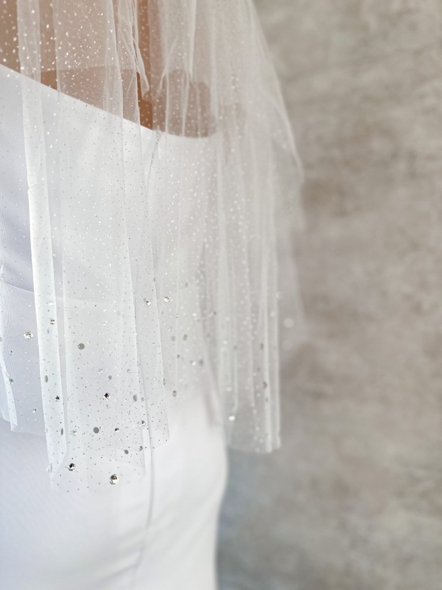 グリッタービジューウェディングベール　結婚式　ショート - おしゃれ花嫁様ブライダルアクセサリーの通販bijou holic千葉店舗グリッタービジューウェディングベール　結婚式　ショート
