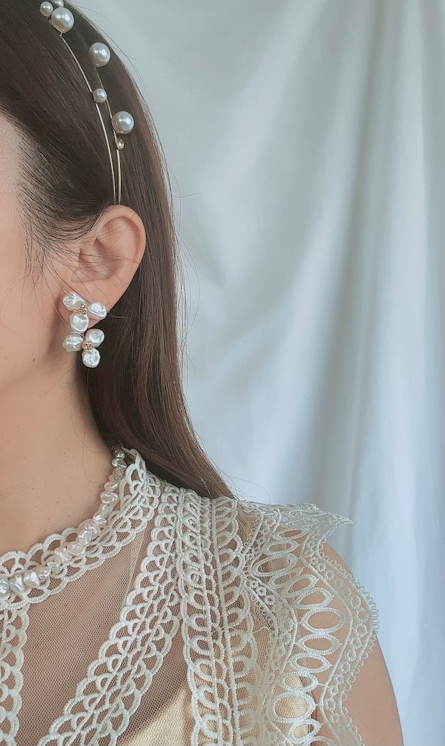 パールカチューシャ　ブライダルヘッドアクセサリー - おしゃれ花嫁様ブライダルアクセサリーの通販bijou holic千葉店舗パールカチューシャ　ブライダルヘッドアクセサリー