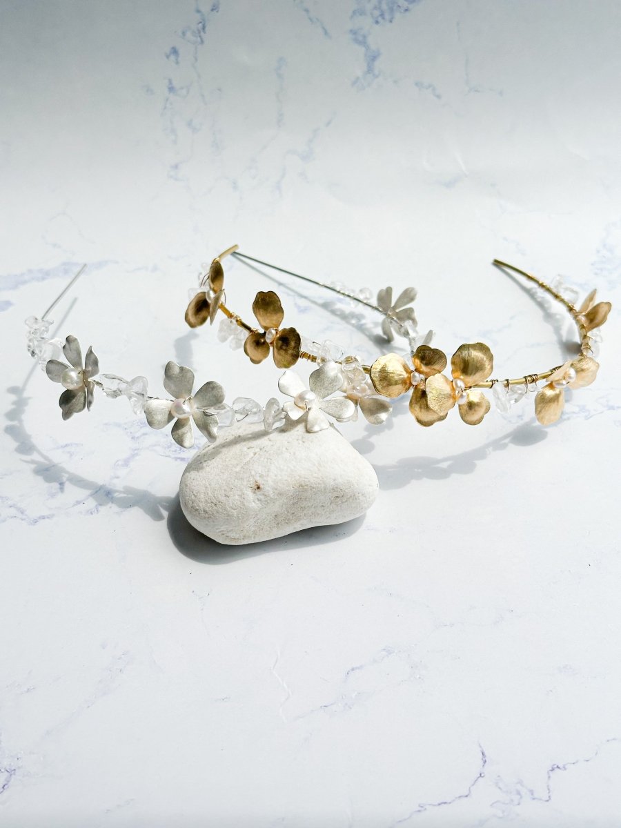 フラワー水晶ヘッドドレス　カチューシャ - おしゃれ花嫁様ブライダルアクセサリーの通販bijou holic千葉店舗フラワー水晶ヘッドドレス　カチューシャ