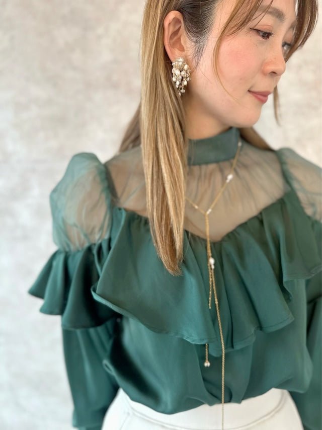 ロング淡水パールネックレス　ヘッドアクセサリーにも - おしゃれ花嫁様ブライダルアクセサリーの通販bijou holic千葉店舗ロング淡水パールネックレス　ヘッドアクセサリーにも