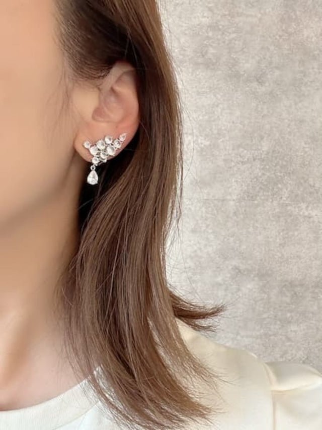 ドロップビジュー羽ピアス＆イヤリング - おしゃれ花嫁様ブライダルアクセサリーの通販bijou holic千葉店舗ドロップビジュー羽ピアス＆イヤリング
