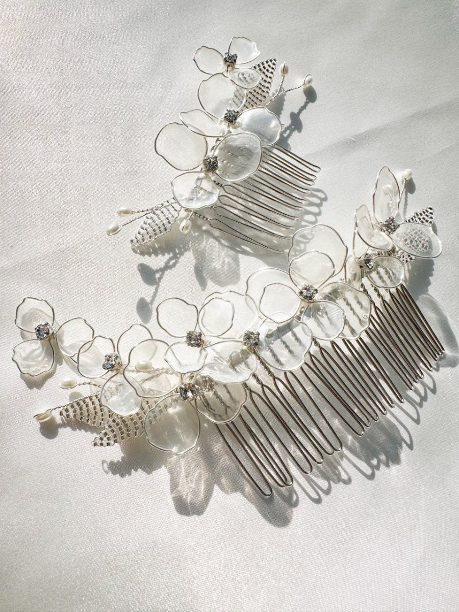 miuuna ヘアアクセサリー　アメリカンフラワー　ウェディング アメリカンフラワー miuuna ヘアアクセサリー バレッタ シルバー