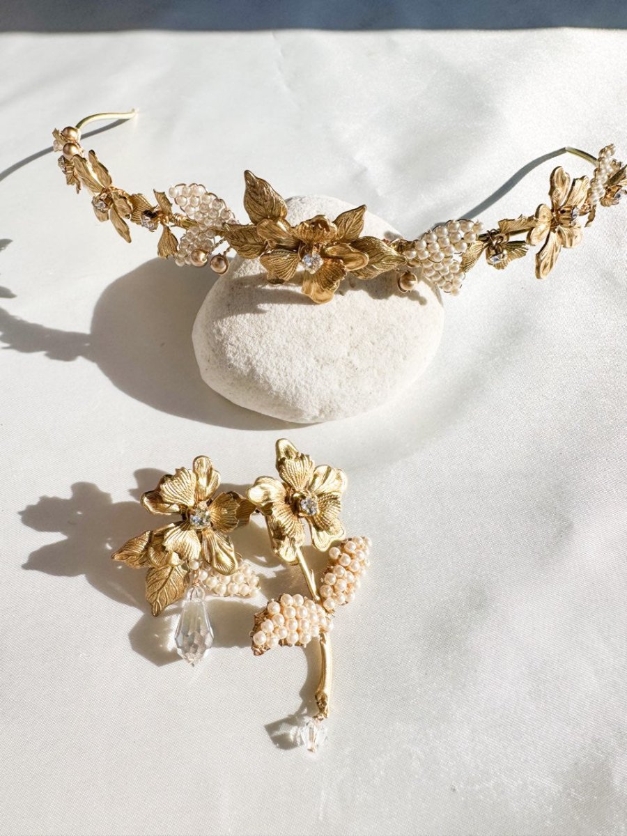 DECOLOVEブライダルアクセサリー花輪パール ヘッドドレス シルク DECOLOVEブライダルアクセサリー花輪パール ヘッドドレス シルク