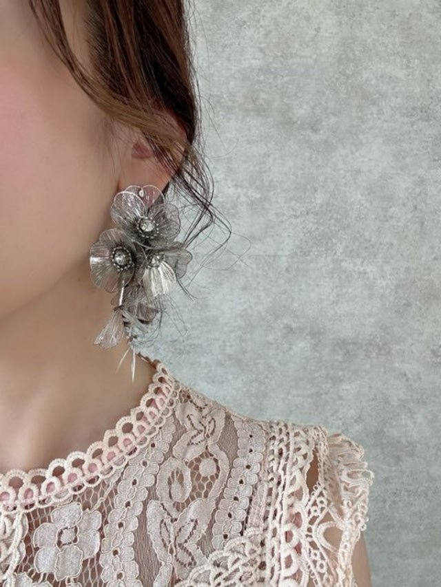 ✨ラージ✨フラワー✨ピアス✨ネックレス✨SET✨シルバー ap292_1.jpg