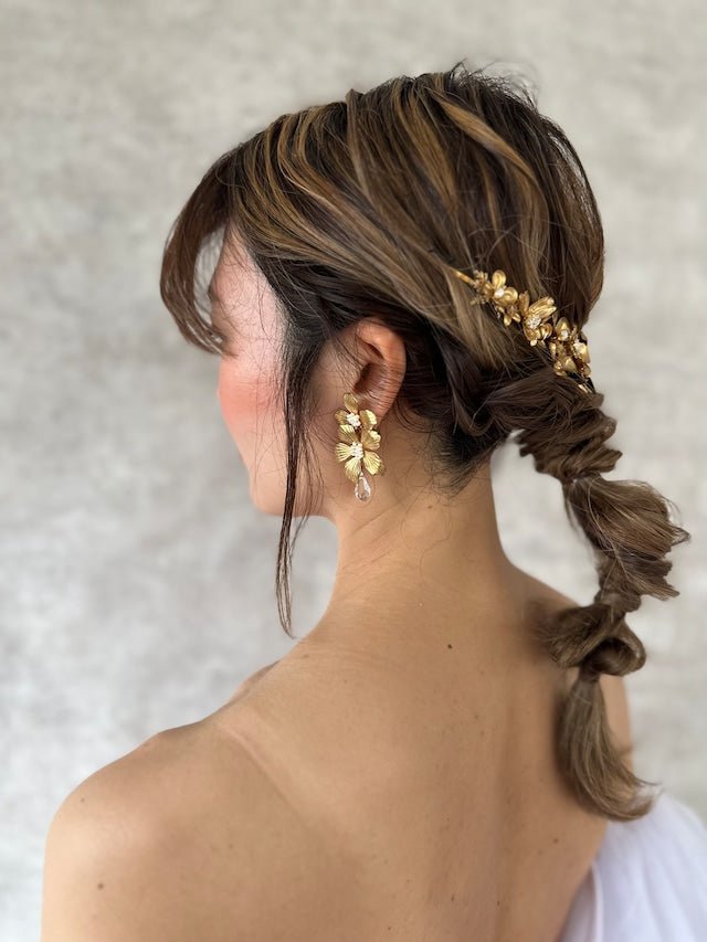 ダブルアンティークフラワー　ピアス＆イヤリング　オシャレ花嫁様 - おしゃれ花嫁様ブライダルアクセサリーの通販bijou holic千葉店舗ダブルアンティークフラワー　ピアス＆イヤリング　オシャレ花嫁様