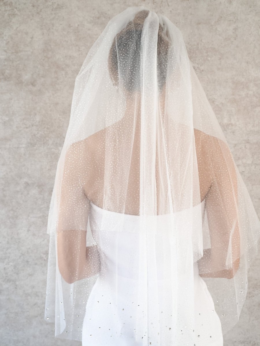 【ノ】ウェディングベール グリッター キラキラ L グリッタービジューウェディングベール 結婚式 ショート