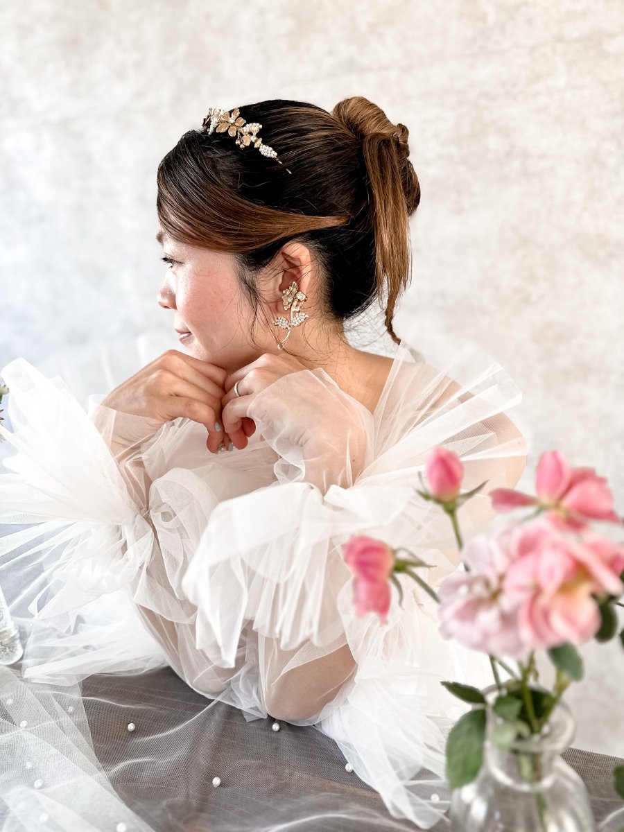 アンティークパールリーフヘッドアクセサリー ウェディングヘッド