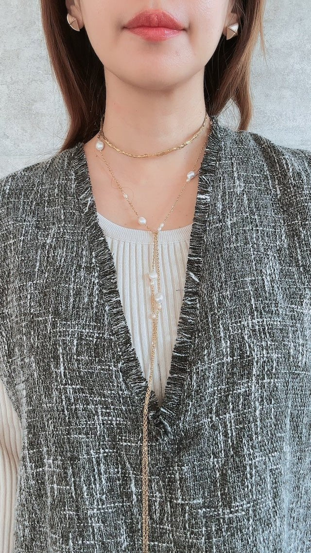 ロング淡水パールネックレス　ヘッドアクセサリーにも - おしゃれ花嫁様ブライダルアクセサリーの通販bijou holic千葉店舗ロング淡水パールネックレス　ヘッドアクセサリーにも