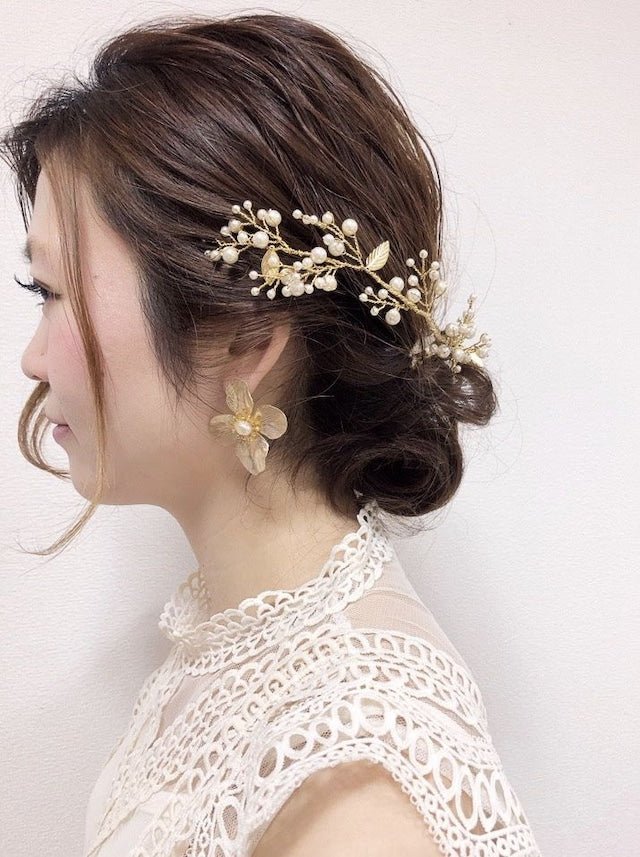 リーフ小枝アクセサリーヘッドドレス　パールヘッドドレス - おしゃれ花嫁様ブライダルアクセサリーの通販bijou holic千葉店舗リーフ小枝アクセサリーヘッドドレス　パールヘッドドレス