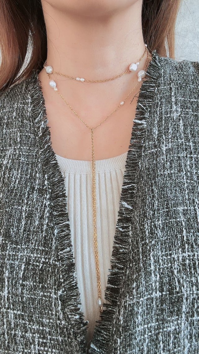ロング淡水パールネックレス　ヘッドアクセサリーにも - おしゃれ花嫁様ブライダルアクセサリーの通販bijou holic千葉店舗ロング淡水パールネックレス　ヘッドアクセサリーにも