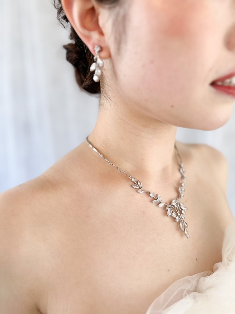 ジルコニアウェディングネックレスセット　挙式　結婚式アクセサリー - おしゃれ花嫁様ブライダルアクセサリーの通販bijou holic千葉店舗ジルコニアウェディングネックレスセット　挙式　結婚式アクセサリー