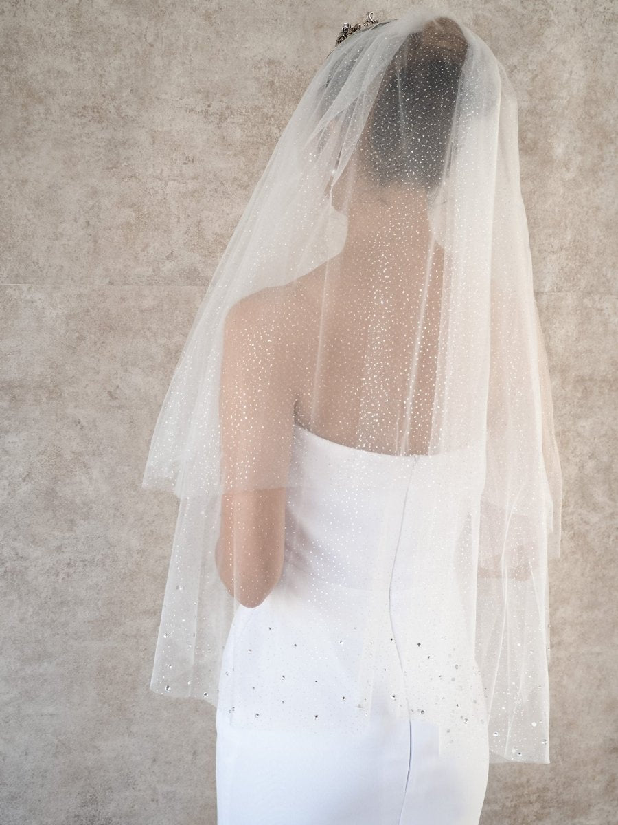 グリッタービジューウェディングベール 結婚式 ショート