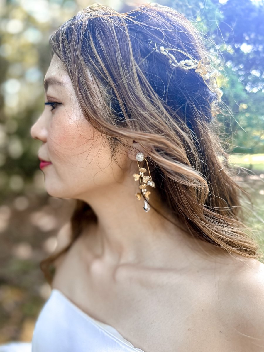 真鍮プチフラワーピアス＆イヤリング - おしゃれ花嫁様ブライダルアクセサリーの通販bijou holic千葉店舗真鍮プチフラワーピアス＆イヤリング