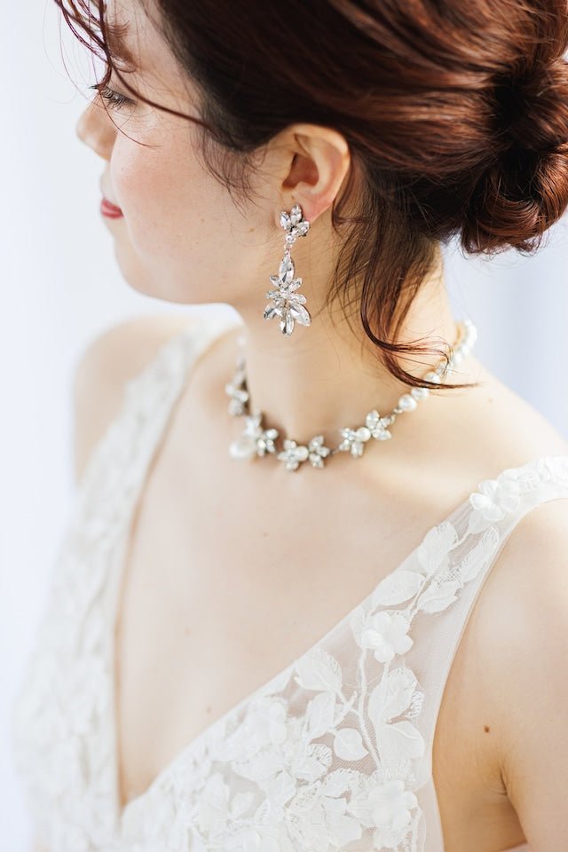 シルバービジューピアス＆イヤリング - おしゃれ花嫁様ブライダルアクセサリーの通販bijou holic千葉店舗シルバービジューピアス＆イヤリング