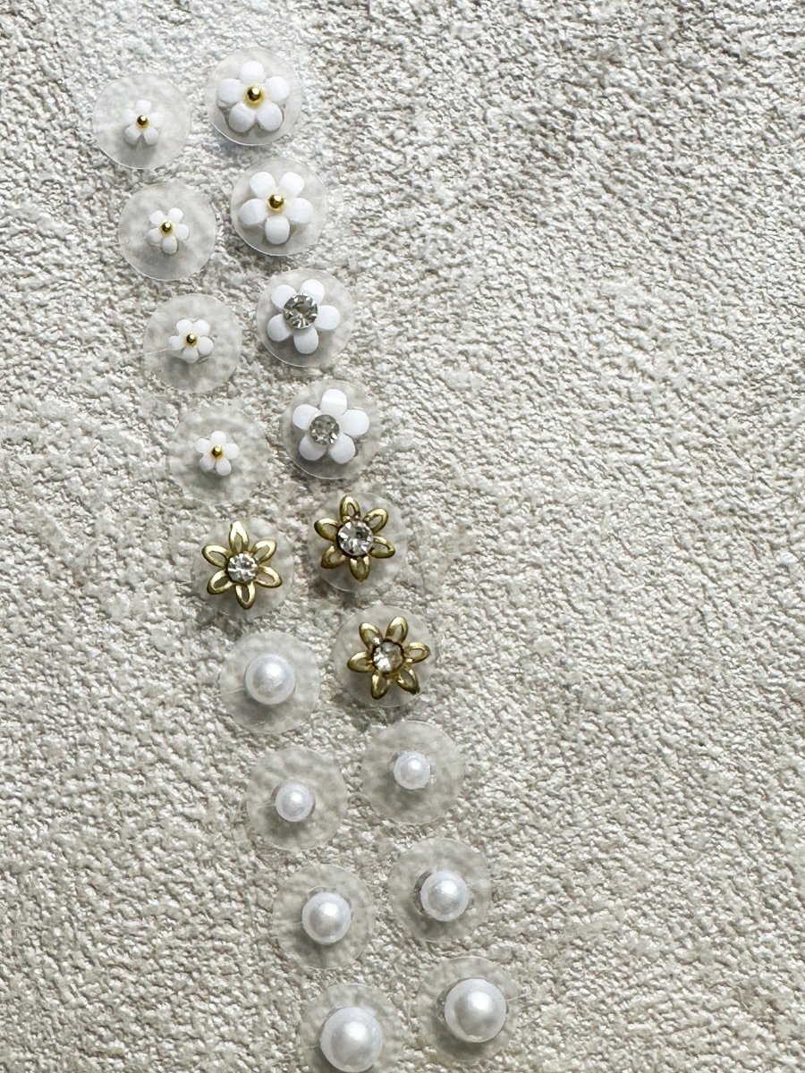 耳つぼジュエリー　金属アレルギー対応　リボン　フラワー　パール - おしゃれ花嫁様ブライダルアクセサリーの通販bijou holic千葉店舗耳つぼジュエリー　金属アレルギー対応　リボン　フラワー　パール