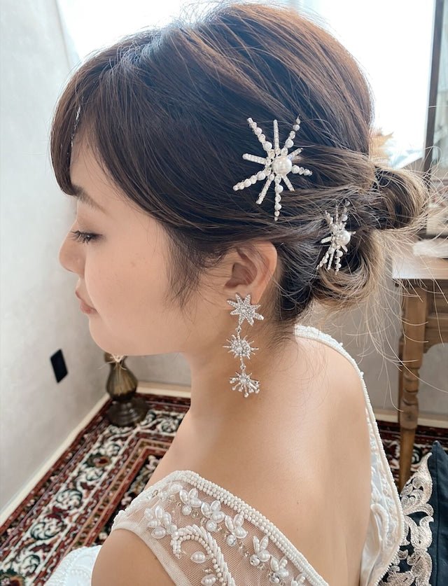 スパークルスターブライダルピアス＆イヤリング　金属アレルギー対応 - おしゃれ花嫁様ブライダルアクセサリーの通販bijou holic千葉店舗スパークルスターブライダルピアス＆イヤリング　金属アレルギー対応