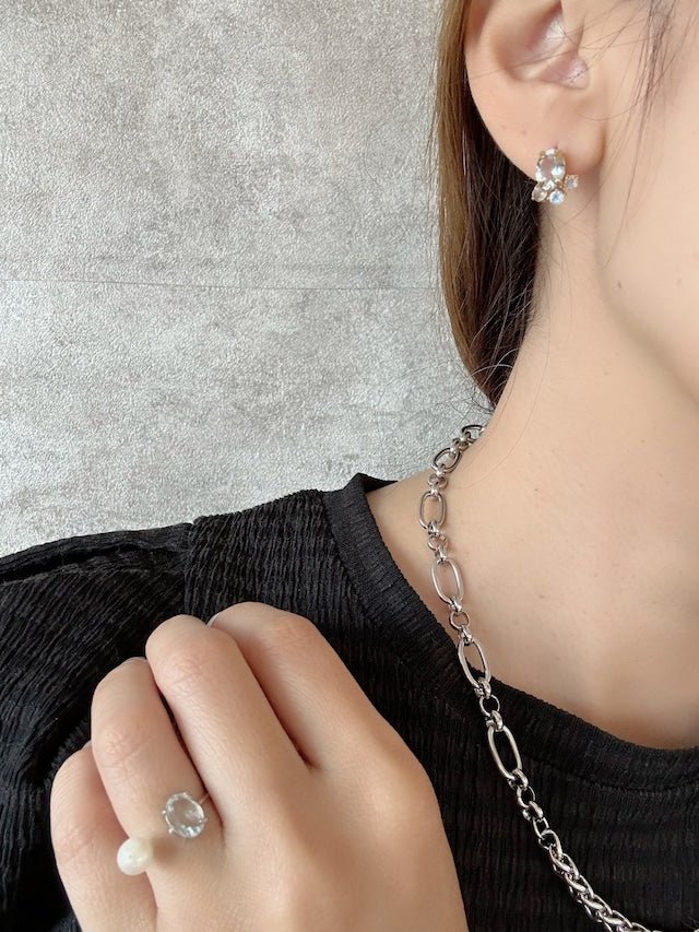 天然石フォークリング　silver925 指輪 - おしゃれ花嫁様ブライダルアクセサリーの通販bijou holic千葉店舗天然石フォークリング　silver925 指輪