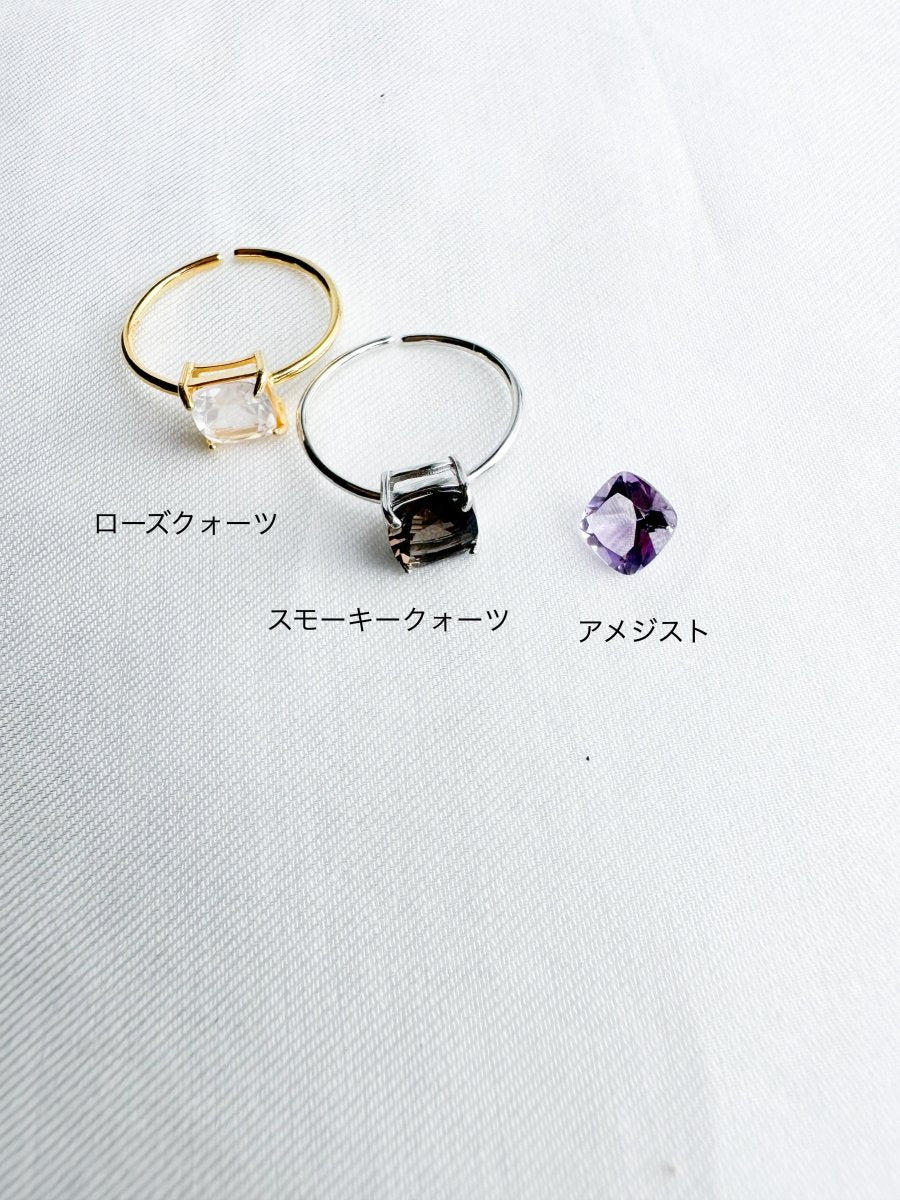 スクエア天然石リング　silver925 大人アクセサリー - おしゃれ花嫁様ブライダルアクセサリーの通販bijou holic千葉店舗スクエア天然石リング　silver925 大人アクセサリー