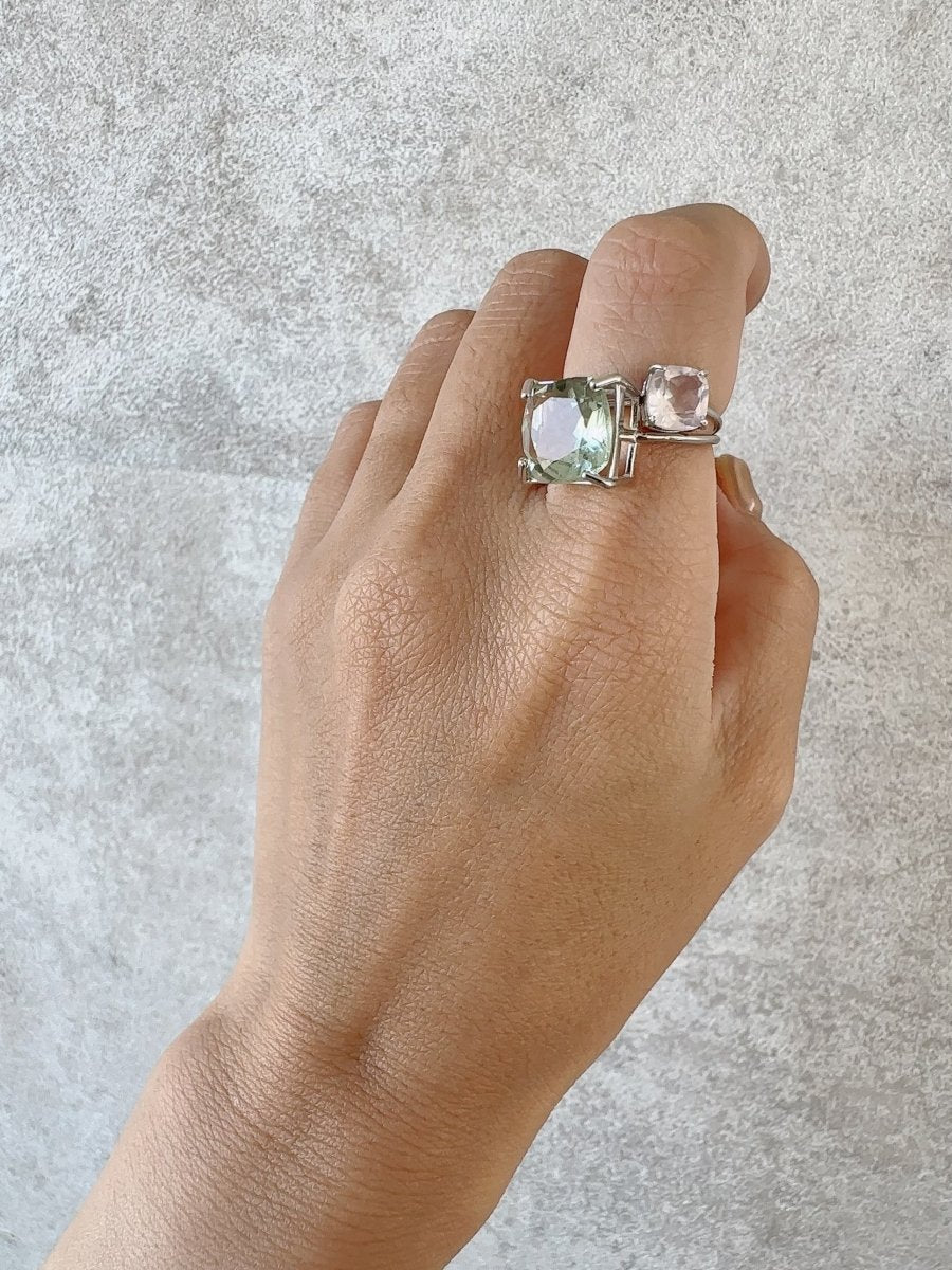 スクエア天然石リング　silver925 大人アクセサリー - おしゃれ花嫁様ブライダルアクセサリーの通販bijou holic千葉店舗スクエア天然石リング　silver925 大人アクセサリー