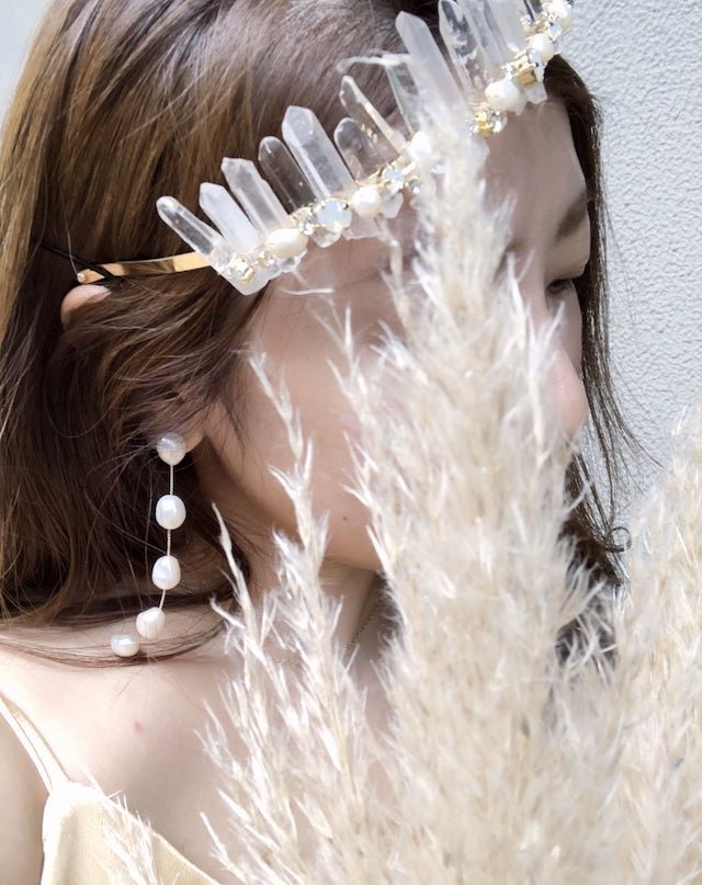 【ViVi掲載】水晶ティアラ　水晶ヘッドドレス ティアラ - おしゃれ花嫁様ブライダルアクセサリーの通販bijou holic千葉店舗【ViVi掲載】水晶ティアラ　水晶ヘッドドレス ティアラ